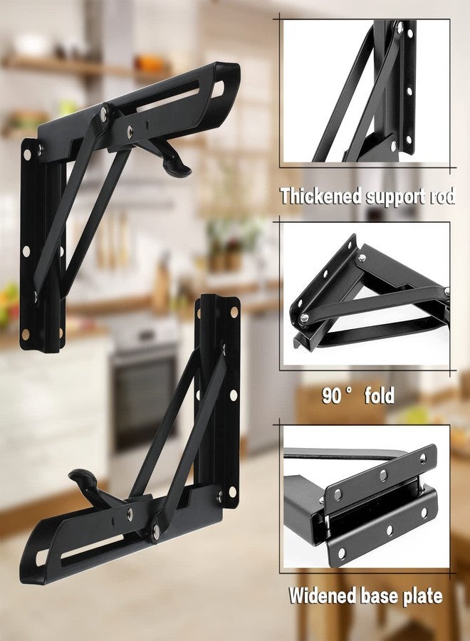 ESTAMINE Folding Shelf Brackets - Heavy Duty Metal Collapsible Shelf Bracket for Bench Table, Shelf Hinge Wall Mounted Space Saving DIY Bracket 1 Pair (Folding Shelf Brackets) (30 CM) - Image 4